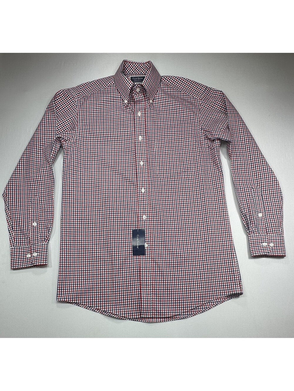 Club Room Regular Performance Button Up Red/Blue Mens S